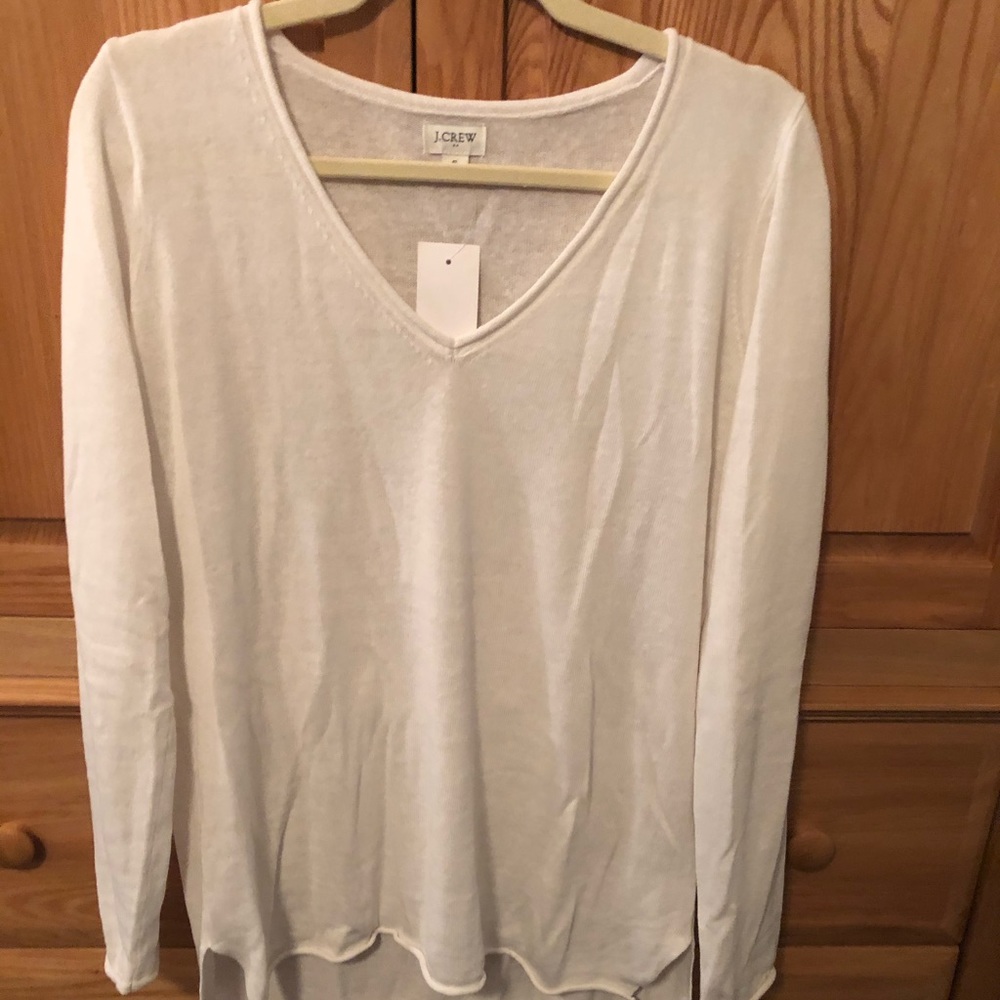 Jcrew White Linen blend beach sweater